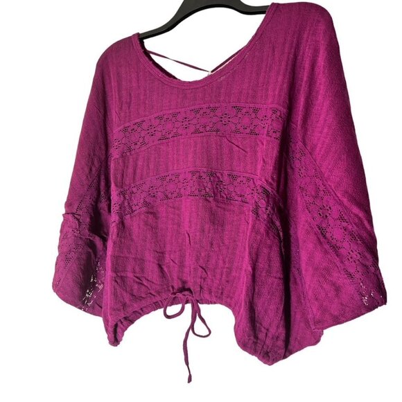 Free People Womens Plum Scoop Neck Knit Dolman Sleeve Pullover Top Sz S New - Picture 3 of 10